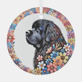 Frühjahr Fling Neufundland Hunde Glas Rundweg Orna Ornament Aus Glas