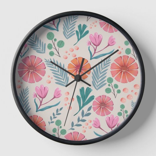 Frühjahr florale botanische Muster Wall Clock Uhr (Vorderseite)