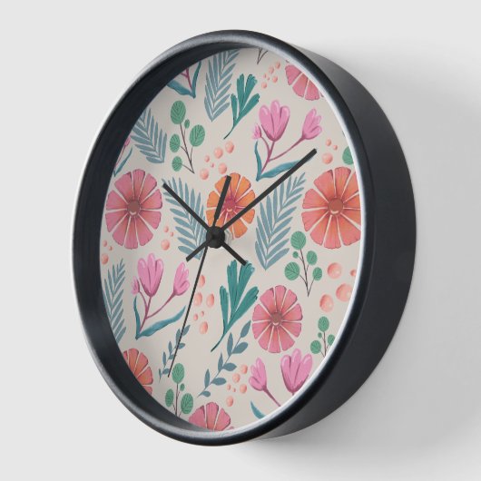 Frühjahr florale botanische Muster Wall Clock Uhr (Winkel)