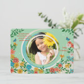 Frühjahr Foto Rahmen Geburtstag Einladung (Stehend Vorderseite)