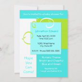 Frühjahr Fresh Foto Baby Dusche Cyan Blue und Gree Einladung (Rückseite)