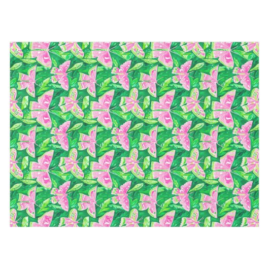 Frühjahr Frühjahr: Preppy Pink & Green Motion Tischdecke (Vorderseite (Horizontal))