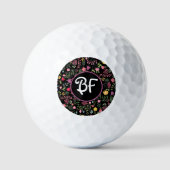 Frühjahr für Wildblumen Schwarze Flora Personalisi Golfball (Vorderseite)