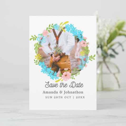 Frühjahr Geburtstag Save the Date (Stehend Vorderseite)