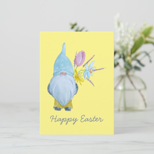 Frühjahr Gnome Happy Oaster Karte (Stehend Vorderseite)