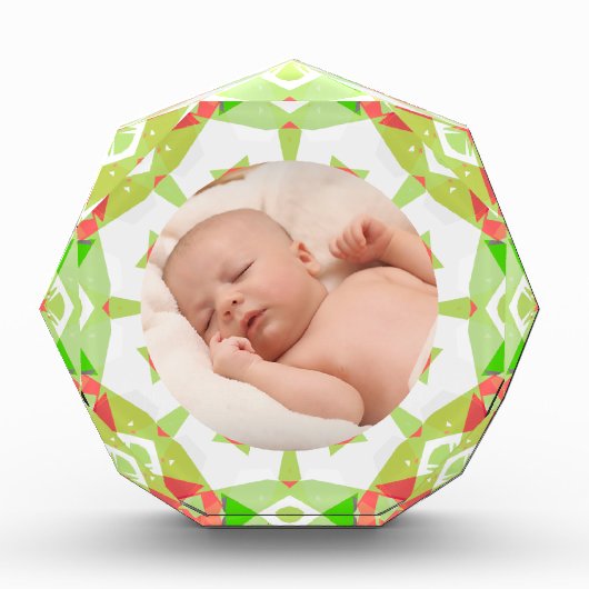 Frühjahr Grün warme Orange Neugeborene Baby Custom Fotoblock (Vorderseite)