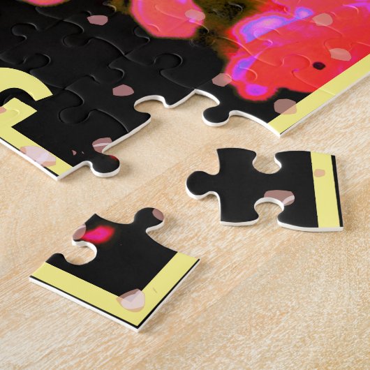 Frühjahr Heissrosa Kirschblossom auf Gelb Puzzle (Seite)