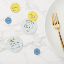 Frühjahr Hochzeit Blau und Gelb Konfetti