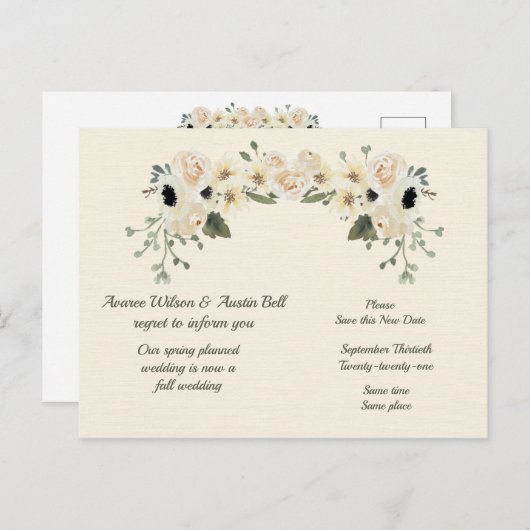 Frühjahr-Hochzeit im Herbst-Aufschub-Ankündigung P Ankündigungspostkarte (Vorne/Hinten)