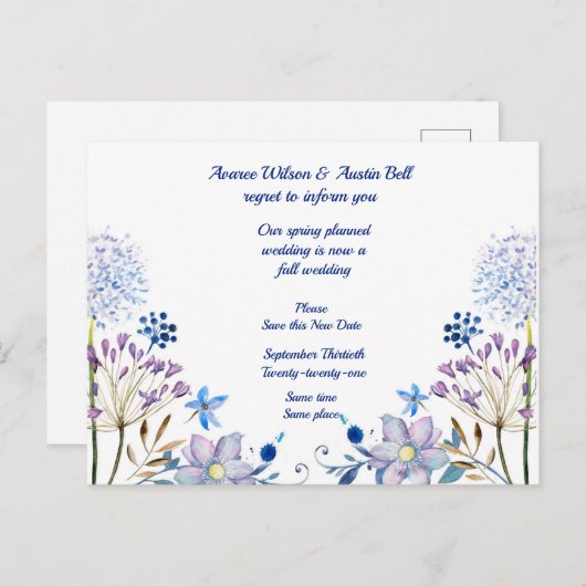 Frühjahr-Hochzeit im Herbst-Aufschub-Ankündigung P Ankündigungspostkarte (Vorne/Hinten)