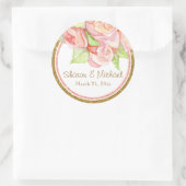 Frühjahr Hochzeit Wasserfarbe Rose Bouquet Runder Aufkleber (Tasche)