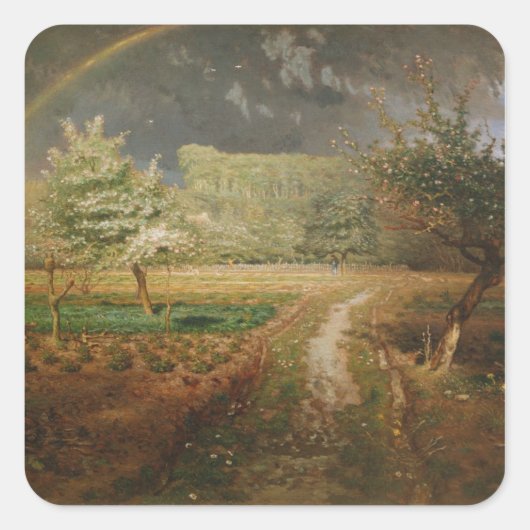 Frühjahr in Barbizon, 1868-73 Quadratischer Aufkleber (Vorderseite)