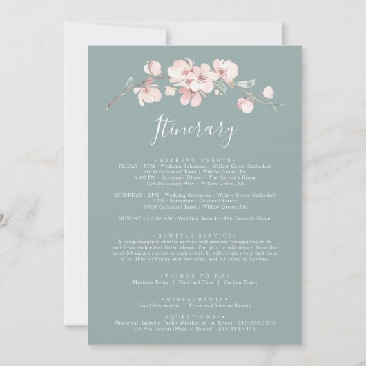 Frühjahr Kirsche Blossom Begrüßungsschreiben & Rei (Rückseite)