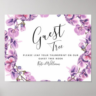 Frühjahr lila Hochzeitsguestbook Tree SIGN Poster