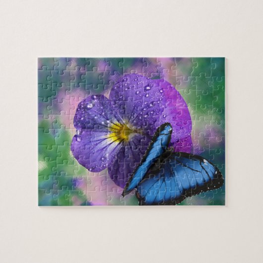 Frühjahr lila Panik und Schmetterling Puzzle (Horizontal)