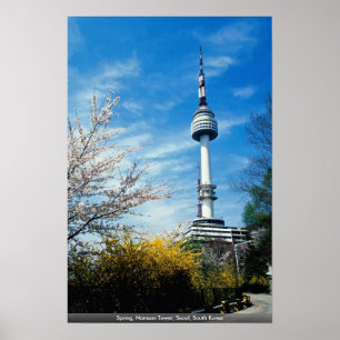 Frühjahr, Namsan Tower, Seoul, Südkorea Poster