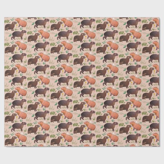 Frühjahr Neutrale Farbe Niedlich Capybara Muster Geschenkpapier (Flach)