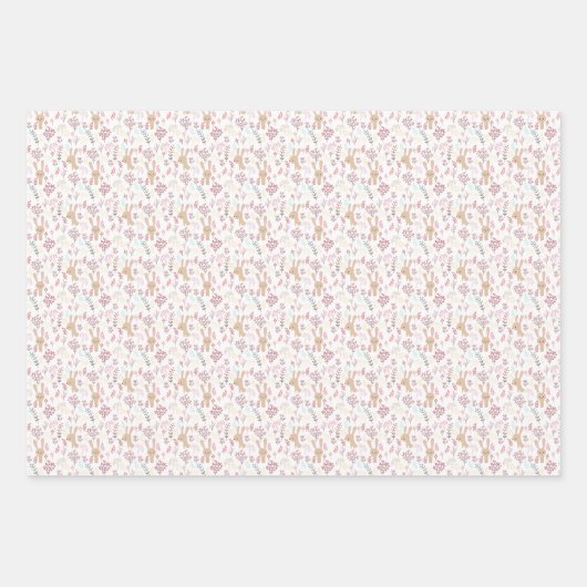 Frühjahr Niedlich Bunny Muster Wrapping Papierblät Geschenkpapier Set (Vorderseite 2)