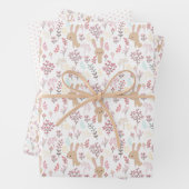 Frühjahr Niedlich Bunny Muster Wrapping Papierblät Geschenkpapier Set (Beispiel)