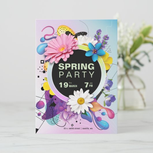 Frühjahr- oder Sommerveranstaltung zum Party Einladung (Stehend Vorderseite)