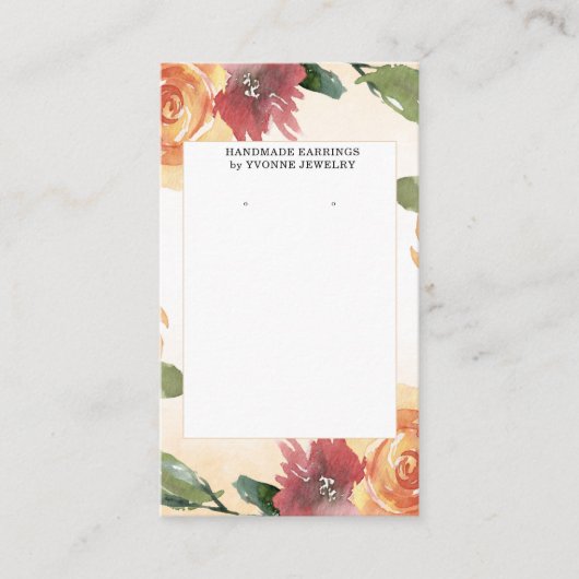Frühjahr Orange Red Floral Earring Display Visitenkarte (Vorderseite)