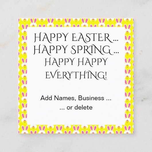 Frühjahr Ostern Handout - sehen Sie zurück! Quadratische Visitenkarte (Rückseite)