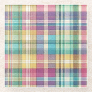 Frühjahr/Osterpaste kariert/Tartan Glasuntersetzer