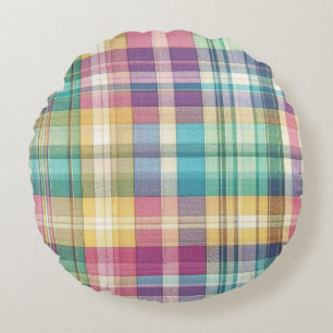 Frühjahr/Osterpaste kariert/Tartan Rundes Kissen
