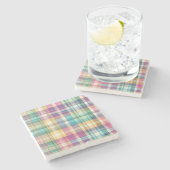 Frühjahr/Osterpaste kariert/Tartan Steinuntersetzer (Seitenansicht)