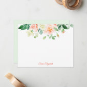 Frühjahr Peach Rose Personalisierte flache Note Ca Mitteilungskarte (Vorderseite/Rückseite Beispiel)