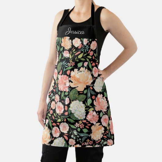 Frühjahr Pfirsichfarbene Blüte auf schwarzen Namen Schürze (InSitu)