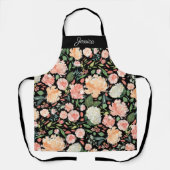 Frühjahr Pfirsichfarbene Blüte auf schwarzen Namen Schürze (Vorderseite)