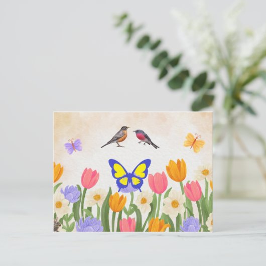 Frühjahr Postkarte (Stehend Vorderseite)