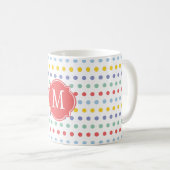 Frühjahr-Regenbogen-Polka-Dot-Monogramm-Tasse Kaffeetasse (VorderseiteRechts)