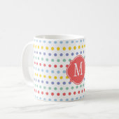 Frühjahr-Regenbogen-Polka-Dot-Monogramm-Tasse Kaffeetasse (Vorderseite Links)