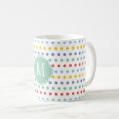 Frühjahr-Regenbogen-Polka-Dot-Monogramm-Tasse Kaffeetasse (VorderseiteRechts)