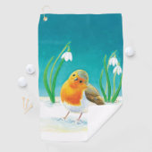 Frühjahr-Robin-Bird-Illustration Golfhandtuch (Insitu)