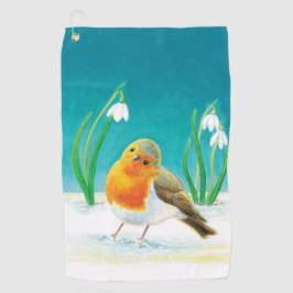 Frühjahr-Robin-Bird-Illustration Golfhandtuch