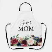 Frühjahr Rustikale Burgundy Calligraphy Super Mama Schürze (Vorderseite)
