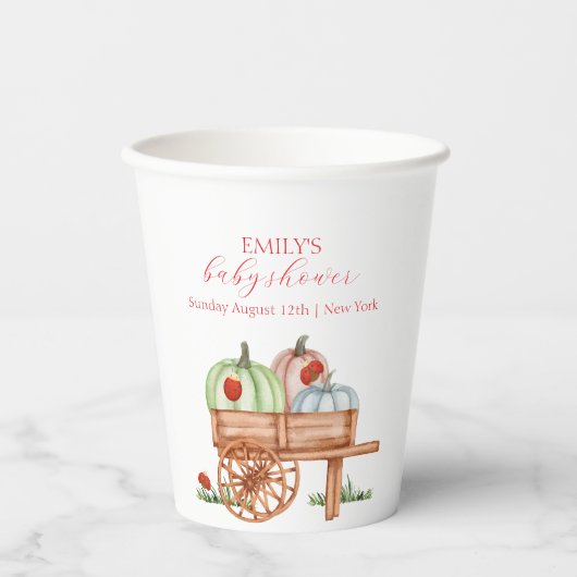 Frühjahr Rustikale moderne Pumpkin Labybug Baby Du Pappbecher (Vorderseite)