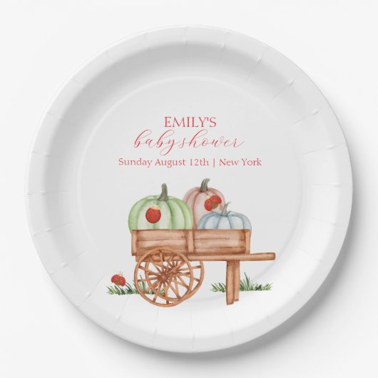 Frühjahr Rustikale moderne Pumpkin Labybug Baby Du Pappteller (Vorderseite)