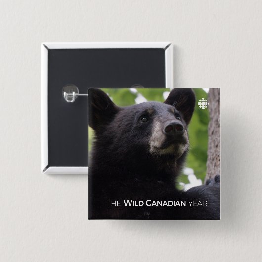 Frühjahr - Schwarzer Bär Button (Vorne & Hinten)