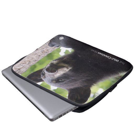 Frühjahr - Schwarzer Bär Laptopschutzhülle (Vorne Knopf)