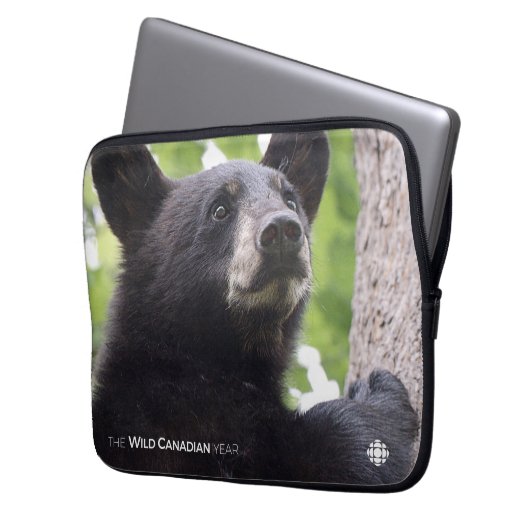 Frühjahr - Schwarzer Bär Laptopschutzhülle (Vorderseite Links)