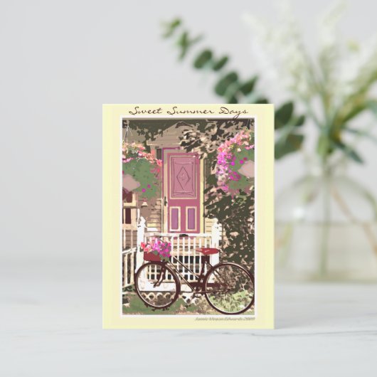 Frühjahr/Sommer Blume & Bike Postkarte (Stehend Vorderseite)