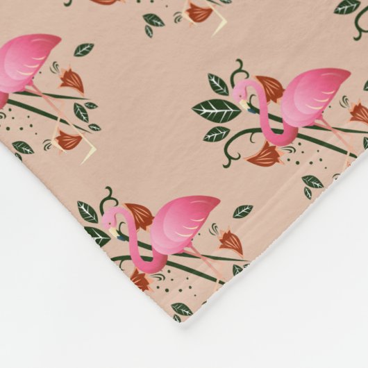 Frühjahr Sommer Blume rosa Flamingo Fleecedecke (Ecke)