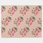 Frühjahr Sommer Blume rosa Flamingo Fleecedecke (Vorderseite (Horizontal))