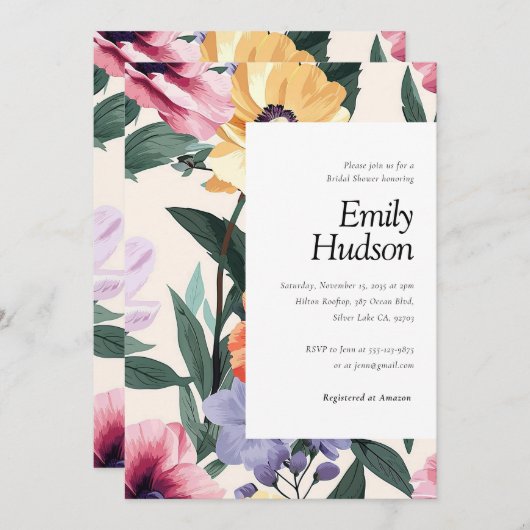 Frühjahr Sommer Blumendusche Einladung (Vorne/Hinten)