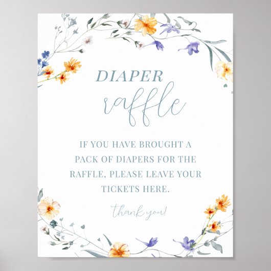 Frühjahr Sommer Floral Baby Dusche Windeln Raffle Poster (Vorne)