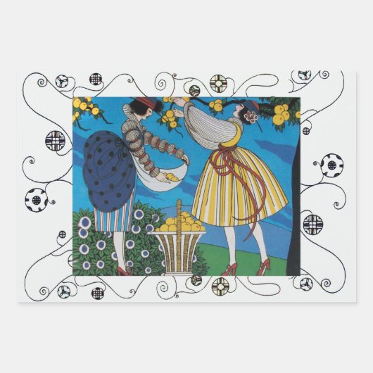 Frühjahr,Sommer,Herbst Art Deco Schönheitsmode Geschenkpapier Set (Vorderseite 2)
